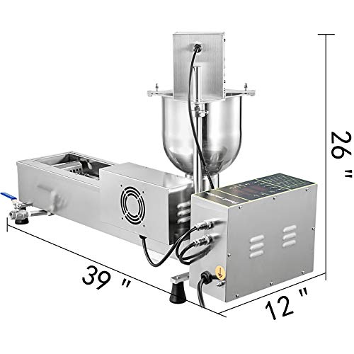 BuoQua Máquina para Hacer Rosquillas, 7 L, Máquina de Donuts Comercial de Sola una Hilera, Buñuelos Máquina de Acero Inoxidable 304, Donas de 3 Tamaños, Control Inteligente, para Restaurante y Casa