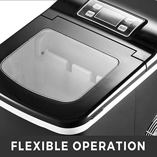 BuoQua Máquina silenciosa para Hacer Hielo Tamaño Grande 12KG Máquina para Hacer Hielo Máquina para Hacer Cúbitos de Hielo con Pantalla LED Negro