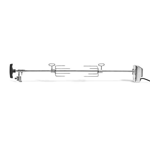 BURNHARD Pincho asador con Motor, asador Giratorio eléctrico de Acero Inoxidable, Soporte Universal Incluido - máx. 62 cm