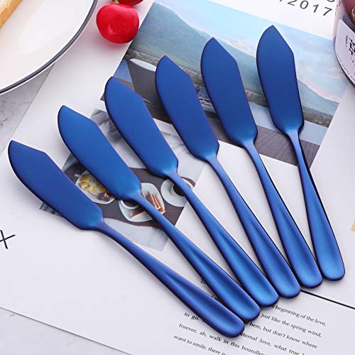 Buyer Star - Cuchillos para queso (acero inoxidable, 6 unidades) azul