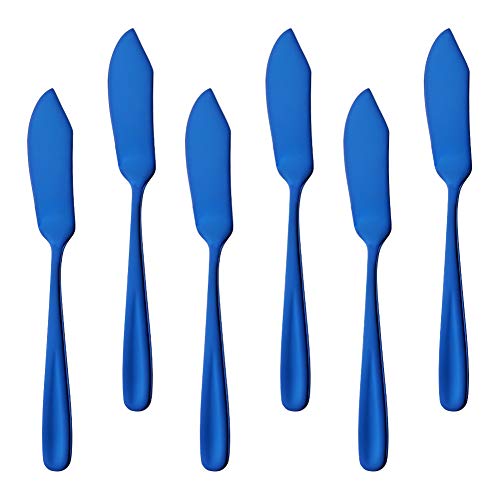 Buyer Star - Cuchillos para queso (acero inoxidable, 6 unidades) azul