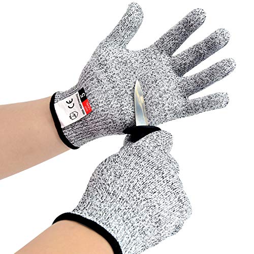 BXIO Cuchillo para ostras con guantes resistentes a cortes, abridor de ostras Utensilios de cocina Cuchillos para ostras de color negro y rojo, 4 piezas y 1 par de guantes (Black)