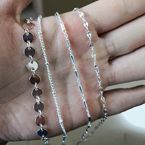 BXSZX Pulsera 4 Unids/Set Brazaletes de Múltiples Capas de Oro Plata Tubo de Encaje Satélite Pulseras de Cadena para Las Mujeres Cadena del Pie Tobilleras Joyería