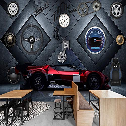 BXZGDJY Papel Pintado Autoadhesivo (W) 250X (H) 175Cm Papel Tapiz Fotográfico 3D Estéreo Metal Maquinaria Industrial Acero Coche Café Fondo Papel Pintado Mural Pasillo Papel Pintado Niños Niños Dormi