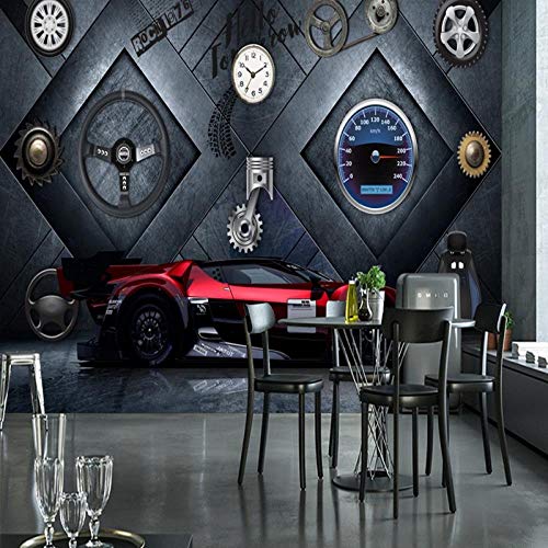 BXZGDJY Papel Pintado Autoadhesivo (W) 250X (H) 175Cm Papel Tapiz Fotográfico 3D Estéreo Metal Maquinaria Industrial Acero Coche Café Fondo Papel Pintado Mural Pasillo Papel Pintado Niños Niños Dormi