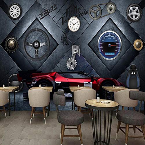 BXZGDJY Papel Pintado Autoadhesivo (W) 250X (H) 175Cm Papel Tapiz Fotográfico 3D Estéreo Metal Maquinaria Industrial Acero Coche Café Fondo Papel Pintado Mural Pasillo Papel Pintado Niños Niños Dormi