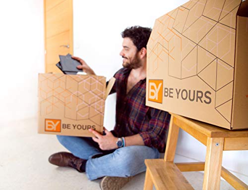 BY BE YOURS Pack de 10 Cajas Carton Mudanza Grandes con asas - 500x300x300 mm en Cartón Doble - Cajas Mudanza Ultra Resistentes - Cajas Almacenaje Fabricadas en España