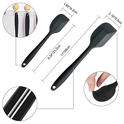 BYbrutek Espátulas de Silicona con Núcleo de Metal, Sin BPA, Resistente al Calor Hasta 230°C, Aptos para Lavavajillas, Ideal para Cocinar, Hornear y Mezclar, Set de 4 Piezas (4 Pcs Negro)