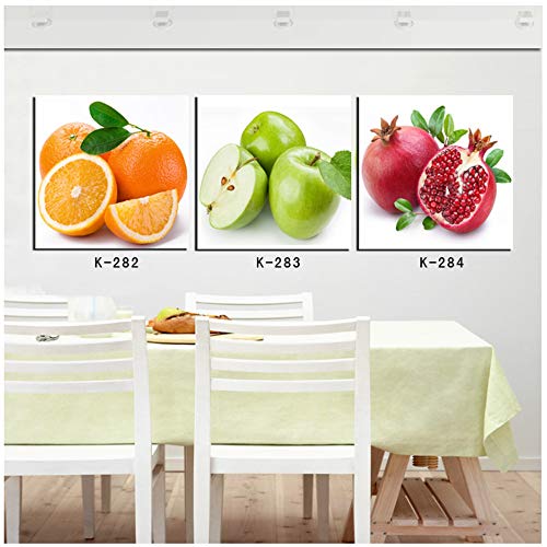 Bzdmly Cuadros de Arte en Lienzo Fruta Cocina Comedor Pared Cuadros Decorativos Manzana Naranja Granada Impresión Moderna Pintura al óleo 3 Panel -50x50cm Sin Marco