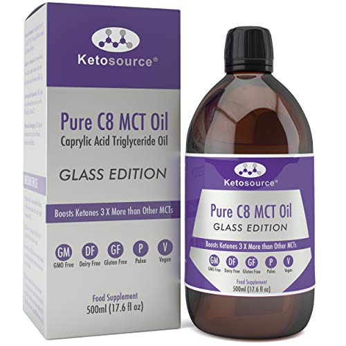 C8 MCT Aceite Puro | Produce 3 X Más Cetonas Que Otros MCT Aceites | Triglicéridos de Acido Caprílico | Paleo y Vegano Amistoso | Botella Sin BPA | Ketosource®