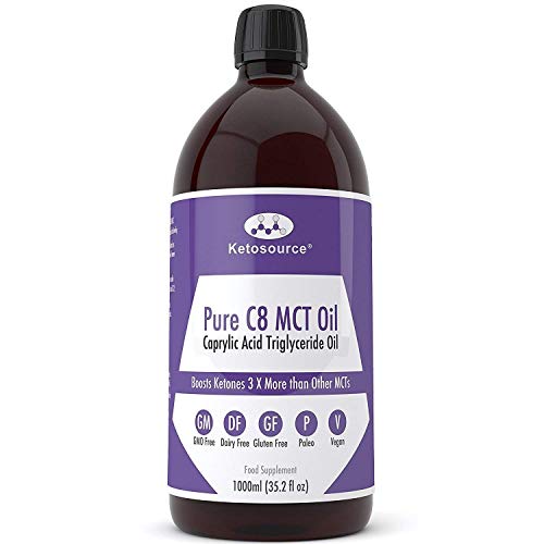 C8 MCT Aceite Puro | Produce 3 X Más Cetonas Que Otros MCT Aceites | Triglicéridos de Acido Caprílico | Paleo y Vegano Amistoso | Botella Sin BPA | Ketosource®