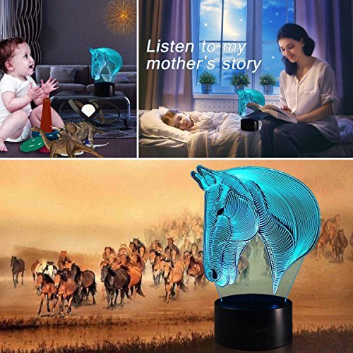 Caballo 3d Lámpara LED óptico Engaños Luz Nocturna, 7 Cambio de Color Con Acrílico Flat & ABS Base & USB Cargador de Cambiar Toca Lámpara de Escritorio Lámpara de Mesa