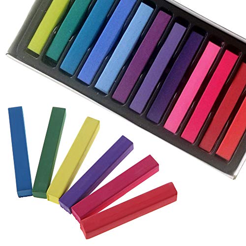 Cabello Tiza, Tiza de Pelo, Tiza para el Cabello, Coloración temporal Cabello, Hair Chalk Set, 12 Colores Temporal Tiza de Pelo No Tóxicas Lavables Color de Tiza Para Niños DIY Fiesta y Cosplay