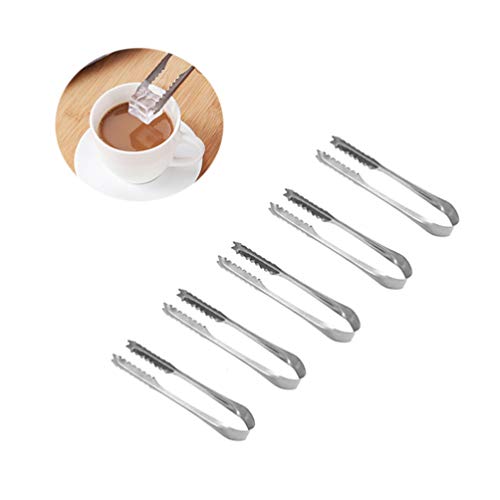 Cabilock 10Pcs Pinzas de Hielo de Acero Inoxidable con Dientes para Cubitos de Azúcar de Hielo Té Fiesta Barra de Café Comida Que Sirve Aperitivos-13Cm