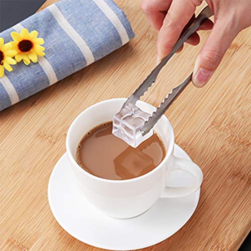 Cabilock 10Pcs Pinzas de Hielo de Acero Inoxidable con Dientes para Cubitos de Azúcar de Hielo Té Fiesta Barra de Café Comida Que Sirve Aperitivos-13Cm