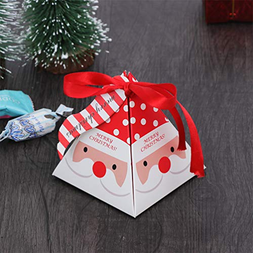 Cabilock 30 Cajas de Regalo Navidad con Cinta y Etiquetas, Cajas Papel Caramelo Juego Decorativa Cajas de Dulces, Pasteles, Galletas, Dulces, Cupcakes, Candy de Cajas de Regalo(Santa)