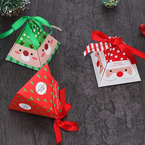 Cabilock 30 Cajas de Regalo Navidad con Cinta y Etiquetas, Cajas Papel Caramelo Juego Decorativa Cajas de Dulces, Pasteles, Galletas, Dulces, Cupcakes, Candy de Cajas de Regalo(Santa)