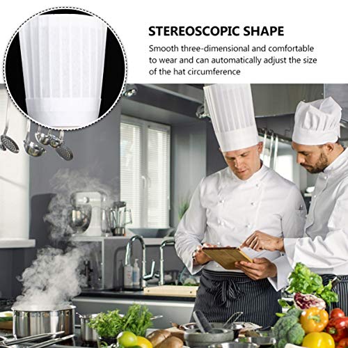 Cabilock 5 Unids Gorro de Chef Desechable Cocina Gorras de Chef No Tejidas Sombrero Culinario Blanco Sombrero de Trabajo de Cocina Accesorios de Cocina