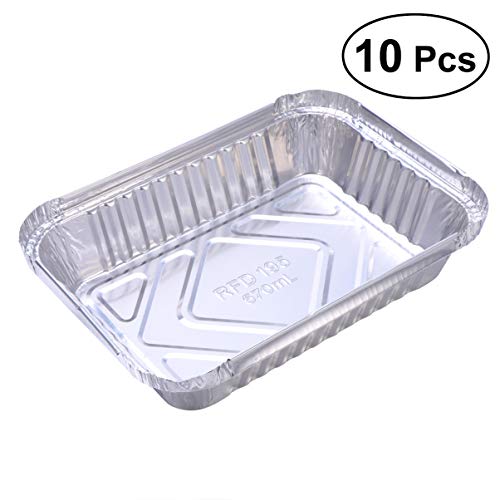 Cabilock Sartenes de Aluminio de 10 Piezas Sartenes de Mesa de Vapor Profundo Desechables Sartenes de Preparación de Comidas para Asar Cocinar Hornear sin Tapas 570 Ml