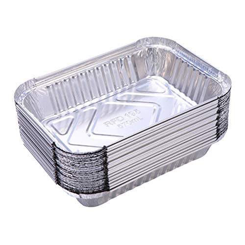 Cabilock Sartenes de Aluminio de 10 Piezas Sartenes de Mesa de Vapor Profundo Desechables Sartenes de Preparación de Comidas para Asar Cocinar Hornear sin Tapas 570 Ml