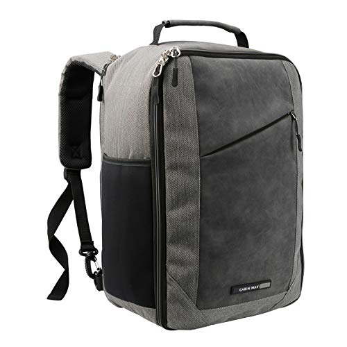 Cabin Max Manhattan Stowaway XL – Maleta de Cabina para Ryanair 40x20x25 Maleta de Viaje Nuevas Regulaciones sobre Equipaje Gratuito en Vuelos de Ryanair (Grey Detail)