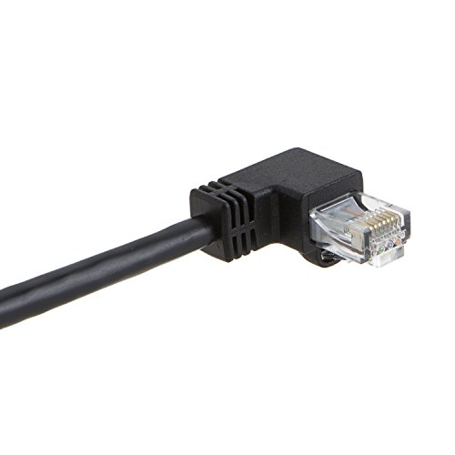 CableCreation ángulo CAT6 Cable de conexión Ethernet (3,3 pies), acodado hacia la Izquierda Cable LAN con 50u Contacto Chapado en Oro, Color Negro