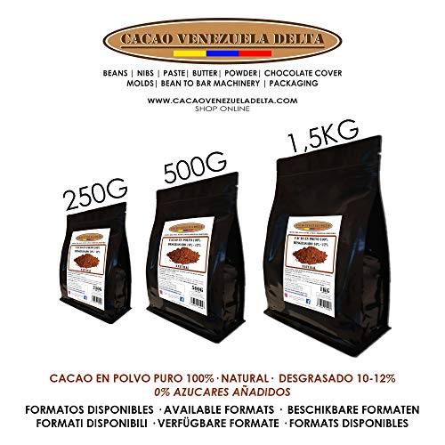 Cacao Venezuela Delta - Cacao en Polvo Puro 100% · NATURAL · Desgrasado 10-12% · 5kg