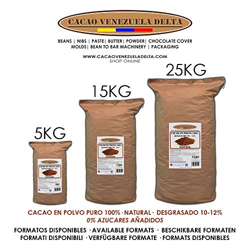 Cacao Venezuela Delta - Cacao en Polvo Puro 100% · NATURAL · Desgrasado 10-12% · 5kg