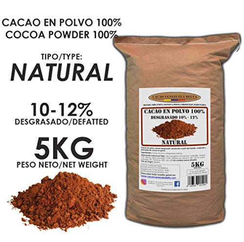 Cacao Venezuela Delta - Cacao en Polvo Puro 100% · NATURAL · Desgrasado 10-12% · 5kg