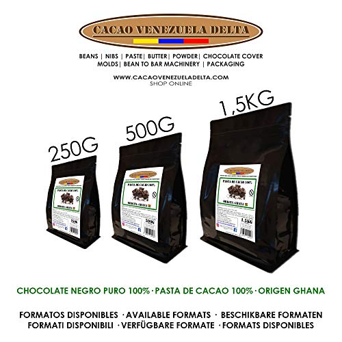 Cacao Venezuela Delta - Chocolate Negro Puro 100% · Origen Ghana (Pasta, Masa, Licor De Cacao 100%) · 250g