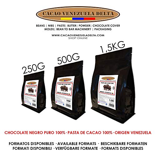 Cacao Venezuela Delta - Chocolate Negro Puro 100% · Origen Venezuela (Pasta, Masa, Licor De Cacao 100%) · 1,5kg