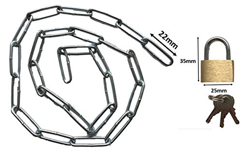 Cadena de acero con candado Set – Cadena robusta con candado + 3 x llave – Longitud Disponible 50 75 100 150 200 cm – Cerrar & VERS Perren – presupuesto & Taller