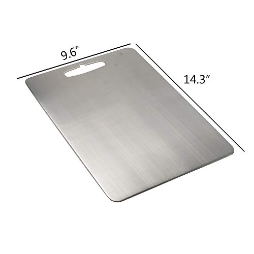 Cadine Tabla de Cortar de 304 Acero Inoxidable con Agujero para Colgar, Tabla Cortar Cocina, Tabla para Picar