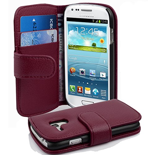 Cadorabo Funda Libro para Samsung Galaxy S3 Mini en Burdeos Violeta - Cubierta Proteccíon de Cuero Sintético Estructurado con Tarjetero y Función de Suporte - Etui Case Cover Carcasa