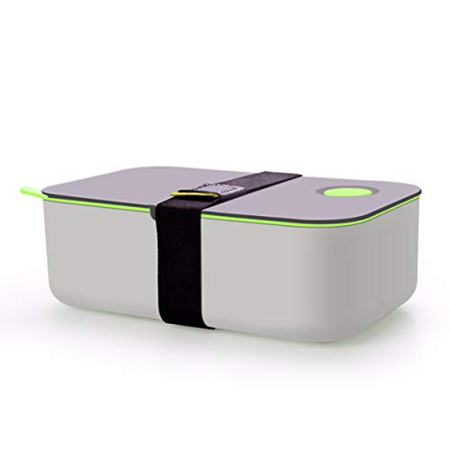 Cadrim Fiambreras Bento, Lunch Box 1000ML con 2 Compartimentos, Hermético, Ecológico, Caja de Comida Libre de BPA, Apto para Microondas y Lavavajillas con Certificaciones CE, FDA, RoHS (Verde)