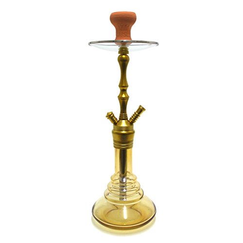 Caesar Ozon-03 - Cachimba (56 cm, Incluye Plato de Cristal y Sistema de Clic), Color Dorado y ámbar