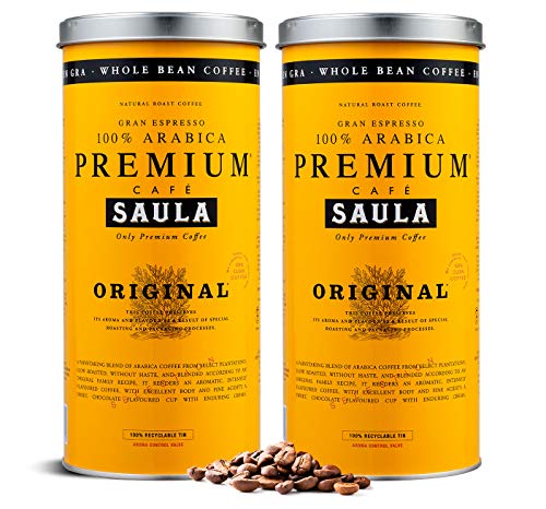 Café en grano Saula, Pack 2 botes de 500 gr. Premium Original 100% arabica