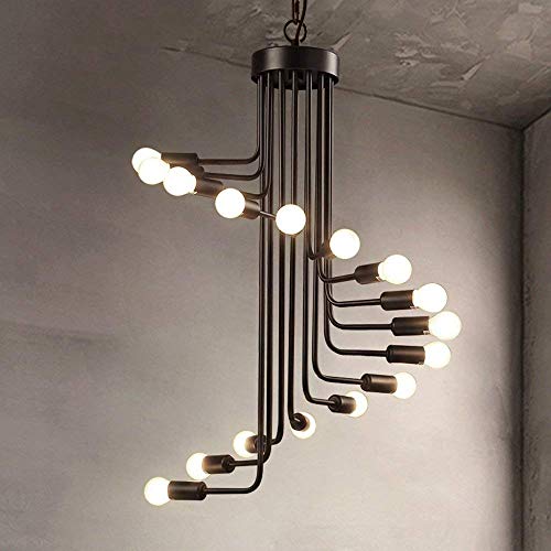 Café industrial retro Scala Venti Bar; Cafetera Living Room Iron Spiral Chandelier A ++ (dimensiones: negro grande)