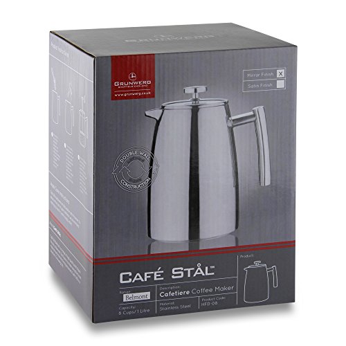 Café Ole Stal Belmont. Cafetera para 3 tazas, de doble pared 6 Cup / 0.8L Mirror Finish