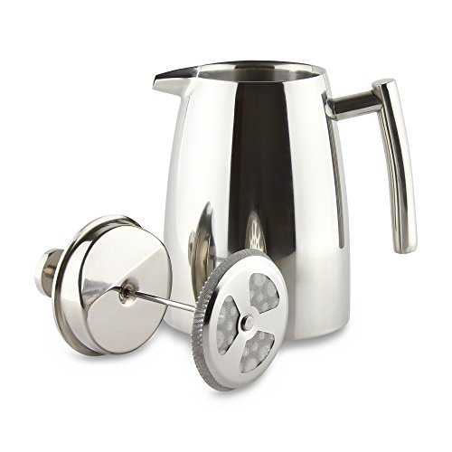 Café Ole Stal Belmont. Cafetera para 3 Tazas, de Doble Pared, Acero Inoxidable, Mirror Finish, 12 Cup / 1.5L