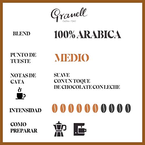 Cafés Granell Aromas Chocolate Café Molido 100% Café Arábica Café Dulce y Cremoso - 250 g (2814)