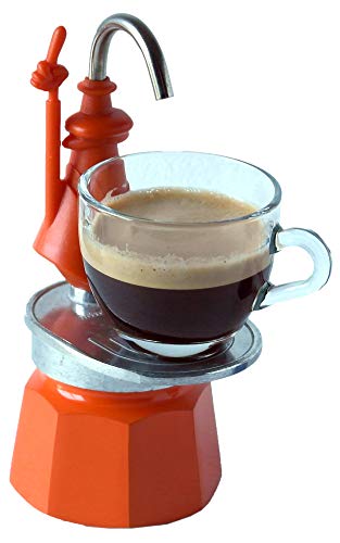 Cafetera Bialetti Omino Express 1 taza Mini Moka Express. Color Naranja.