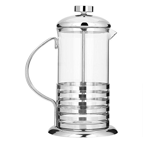 Cafetera de Prensas Francesas de 600 ml / 800 ml, Cafetera de Vidrio de Acero Inoxidable Portátil Taza de Cafetera de émbolo de Café para el hogar, la oficina(600ml)