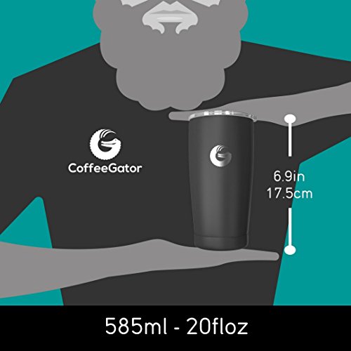 Cafetera de viaje Coffee Gator - Cafetera de goteo sin papel todo en uno - 15,5 oz - Taza de vacío térmico con filtro de micromalla y tapa bloqueable (Gris)