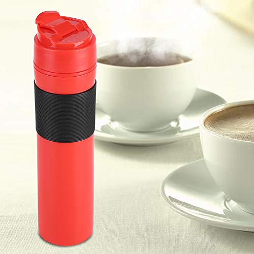 Cafetera portátil 350ml Mini máquina de café espresso Presión de mano Cafetera espresso Máquina de café manual compacta Cafetera Brewer Vaso de viaje para el hogar Oficina Viajes Al aire libre(rojo)