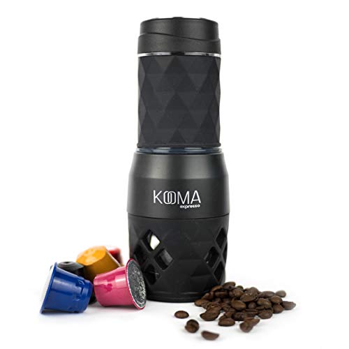 Cafetera portátil espresso, para capsulas compatibles NS y café molido, máquina de café capsulas y café molido, 19 bares de presión manual, ideal para salidas al aire libre, camping o trabajo