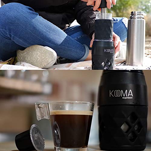 Cafetera portátil espresso, para capsulas compatibles NS y café molido, máquina de café capsulas y café molido, 19 bares de presión manual, ideal para salidas al aire libre, camping o trabajo