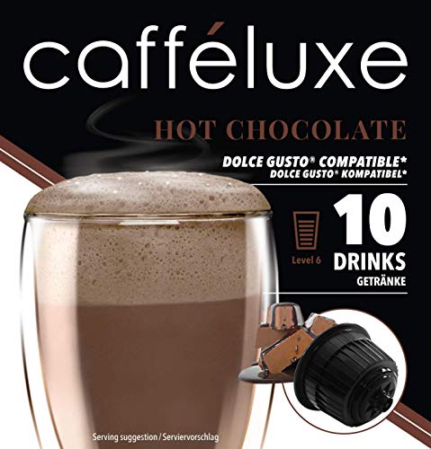 CaffeLuxe Vainas premium de chocolate caliente de una sola porción: vainas compatibles con Dolce Gusto (40 vainas, 40 porciones)