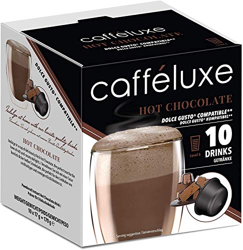 CaffeLuxe Vainas premium de chocolate caliente de una sola porción: vainas compatibles con Dolce Gusto (40 vainas, 40 porciones)