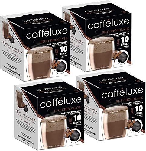 CaffeLuxe Vainas premium de chocolate caliente de una sola porción: vainas compatibles con Dolce Gusto (40 vainas, 40 porciones)